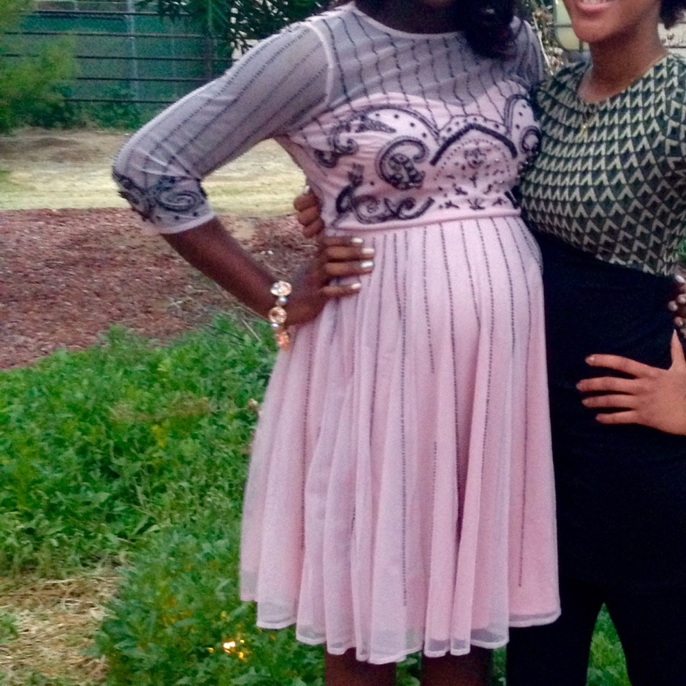 Blush pink maternity dress